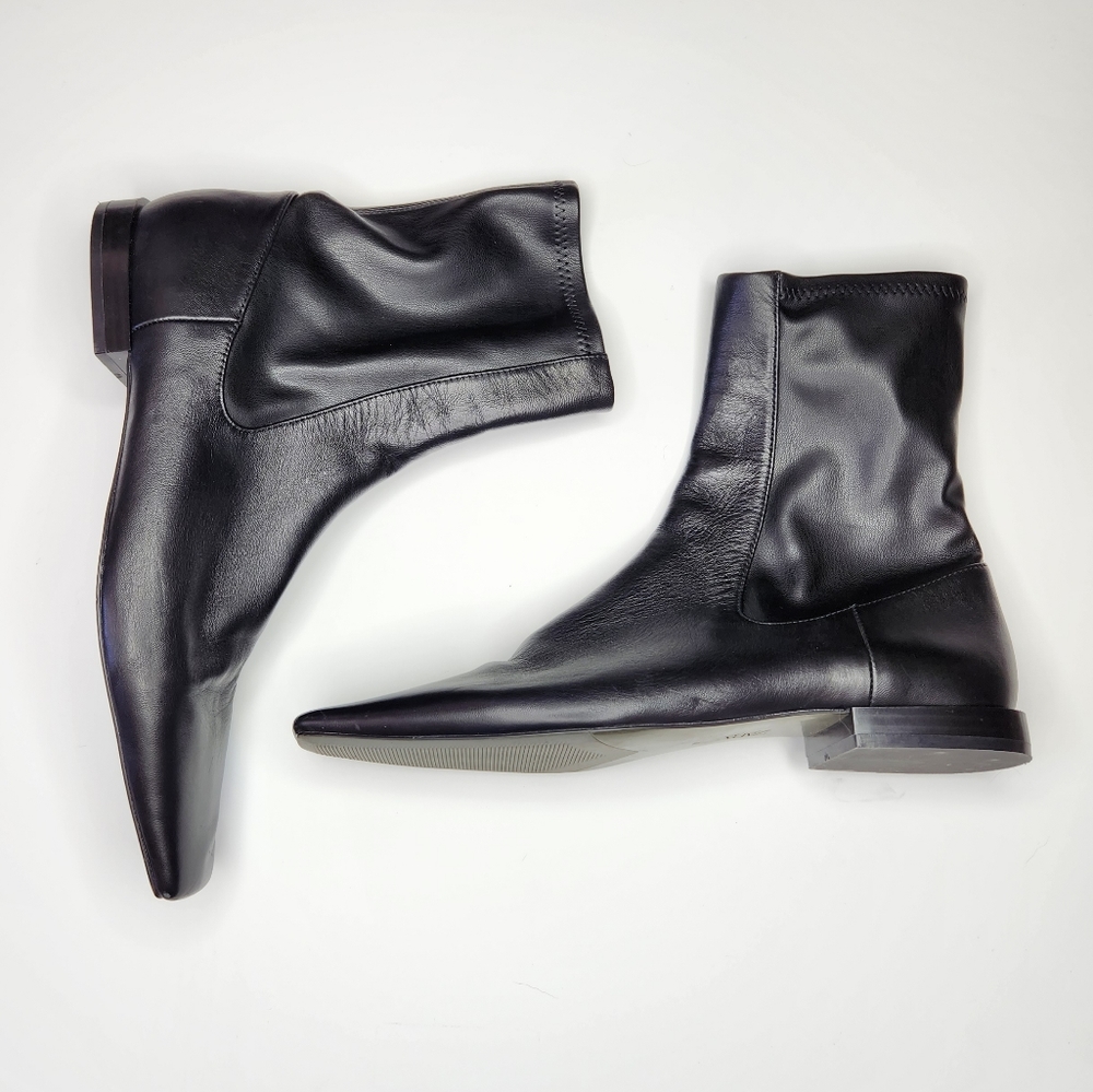 ZARA black boots sz 40 EU sz 9 US flat ankle boots slim foot